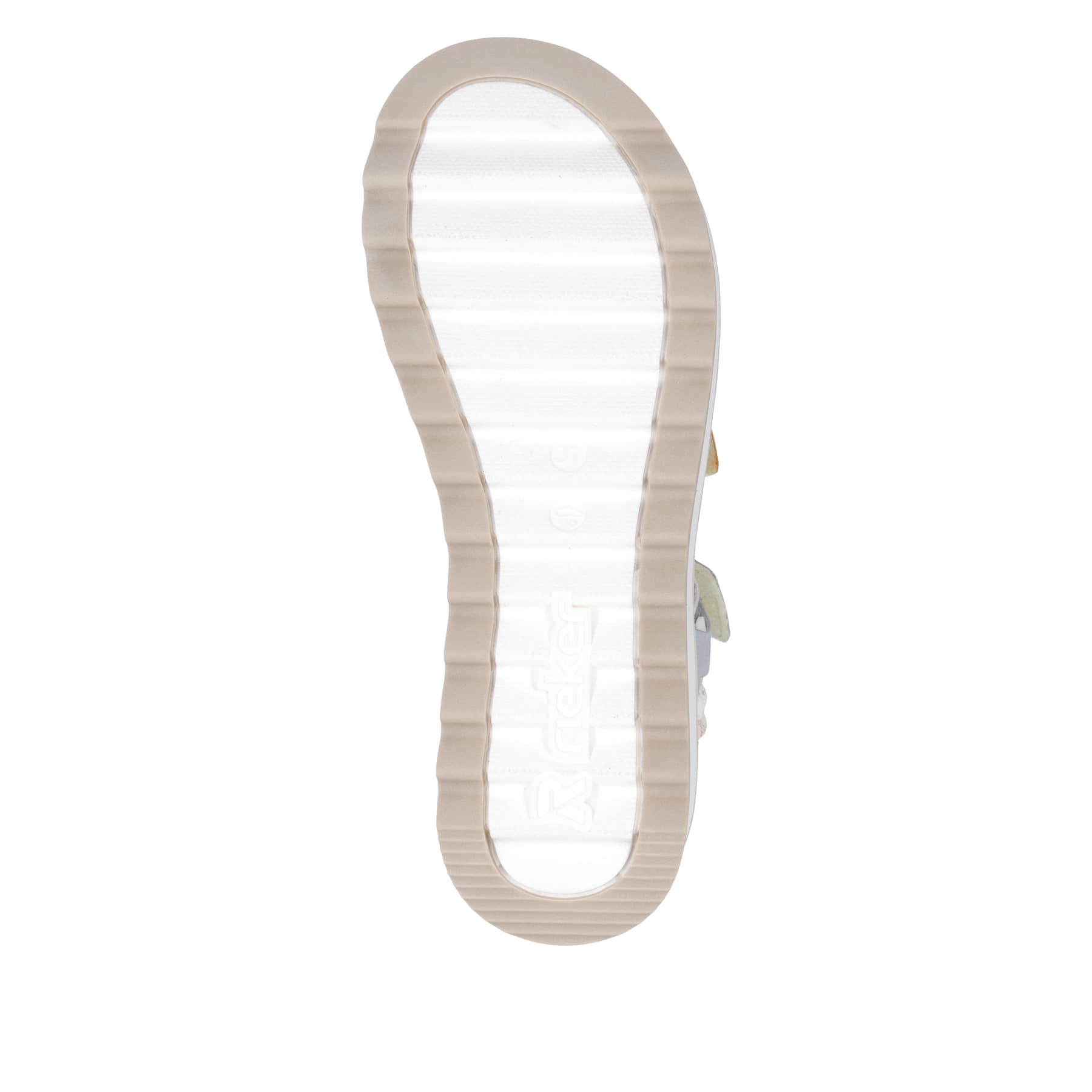 Mehrfarbige Rieker Damen Riemchensandalen W3052-90 mit einem Klettverschluss. Schuh Laufsohle.