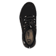 Schwarze Rieker Damen Slipper M5070-00 mit einem Gummizug sowie flexibler Sohle. Schuh von oben.