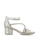 Silberne Rieker Riemchensandaletten 64654-40 mit einem Klettverschluss. Schuh Innenseite.