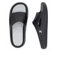 Schwarze Rieker Damen Pantoletten W3450-00 mit flexibler und ultraleichter Sohle. Schuh von oben, liegend.