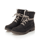 Ozeanblaue Rieker Damen Schnürstiefel 78550-14 mit einem Reißverschluss. Schuhpaar seitlich schräg.