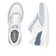 Weiße Rieker Damen Sneaker Low W2500-80 mit Schnürung sowie flexibler Sohle. Schuh von oben, liegend.