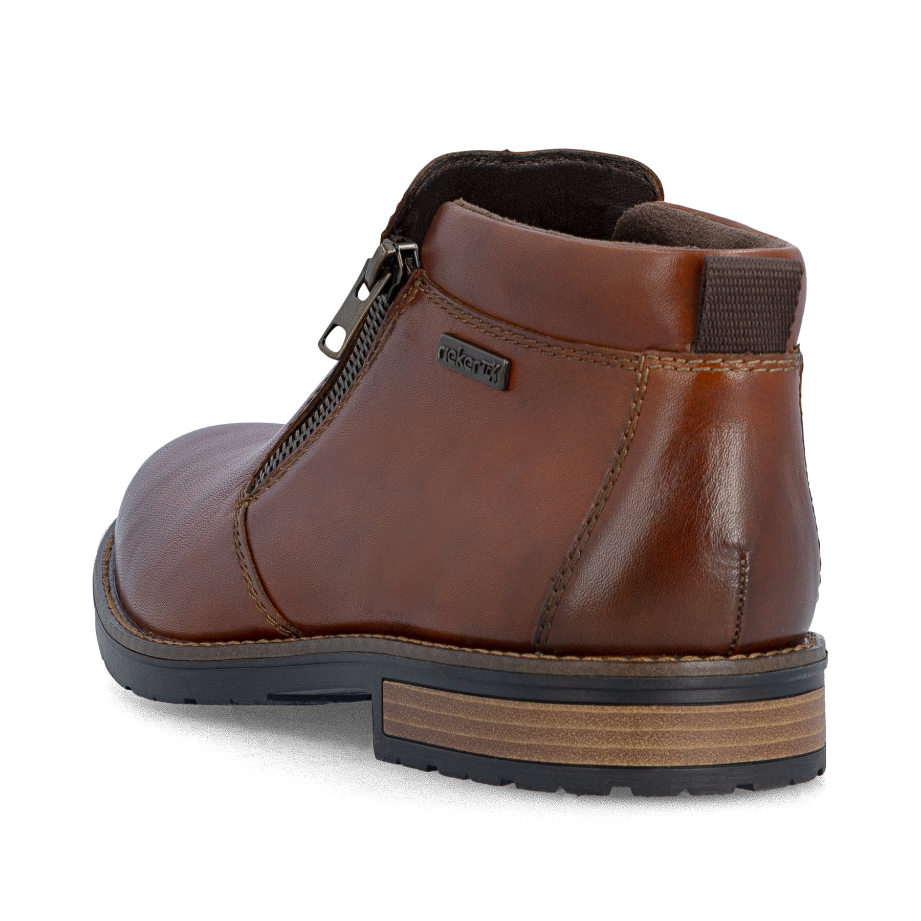 Braune Rieker Herren Kurzstiefel 14656-24 aus Glattleder. Schuh von hinten.