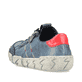 Blaue Rieker Damen Slipper L0357-12 mit einem Reißverschluss. Schuh von hinten.