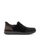 Mocassins Rieker noirs pour homme B9057-00 avec bande élastique. Chaussure vue de l'arrière.