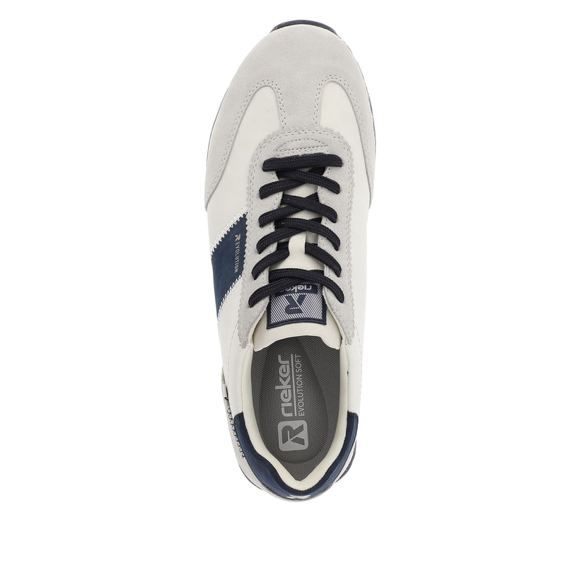 Graue Rieker Herren Sneaker Low U0306-80 mit leichter und griffiger Sohle. Schuh von oben.