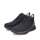Schwarze Rieker Herren Schnürstiefel B1824-00 mit wasserabweisender TEX-Membran. Schuhpaar seitlich schräg.
