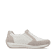 Weiße Rieker Damen Slipper N1151-61 mit einem Reißverschluss sowie Extraweite H. Schuh Innenseite.