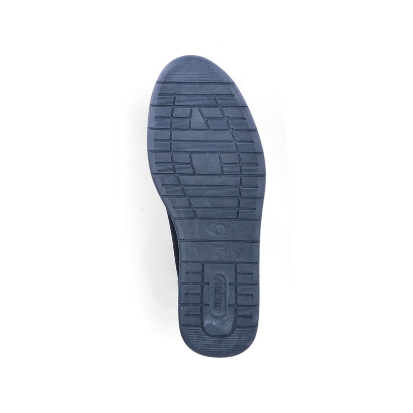 Blaue Rieker Herren Slipper 11960-14 mit einem Gummizug sowie der Komfortweite G. Schuh Laufsohle.