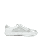 Silberne Rieker Damen Sneaker Low L59A1-90 mit einem Reißverschluss. Schuh Innenseite.