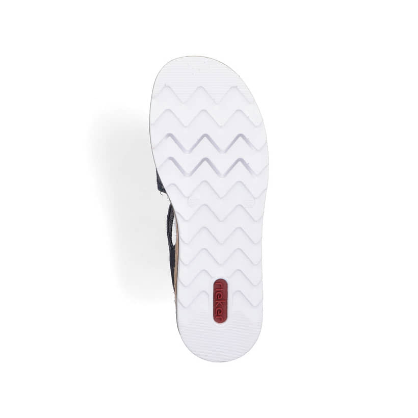 Blaue Rieker Damen Riemchensandalen V7974-14 mit einem Klettverschluss. Schuh Laufsohle.