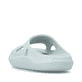 Grüne Rieker Damen Pantoletten W3450-53 mit flexibler und ultraleichter Sohle. Schuh von hinten.