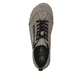 Graue Rieker Damen Schnürschuhe 52514-42 mit rundem Logo sowie Reißverschluss. Schuh von oben.