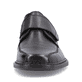 Schwarze Rieker Herren Slipper B0853-00 mit Klettverschluss sowie Extraweite H. Schuh von vorne.