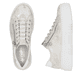 Beige Rieker Damen Sneaker Low M1953-60 mit einem Reißverschluss. Schuh von oben, liegend.
