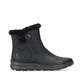 
Tiefschwarze Rieker Damen Kurzstiefel Z0070-00 mit einer robusten Profilsohle. Schuh seitlich schräg