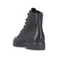 
Nachtschwarze Rieker Damen Schnürstiefel 75130-00 mit einer schockabsorbierenden Sohle. Schuh von hinten