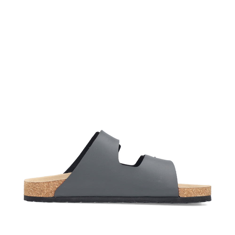 Mules Rieker grises pour homme 22190-45 avec boucles. Côté intérieur de la chaussure.