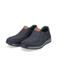 
Dunkelblaue Rieker Herren Slipper B9062-15 mit einer schockabsorbierenden Sohle. Schuhpaar schräg.