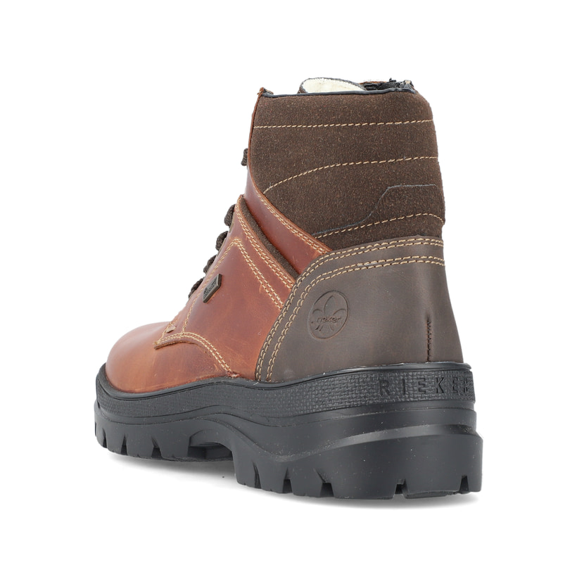Bottes à lacets Rieker marron pour homme F5423-24 avec semelle Flip-Grip. Chaussure vue de l'arrière.