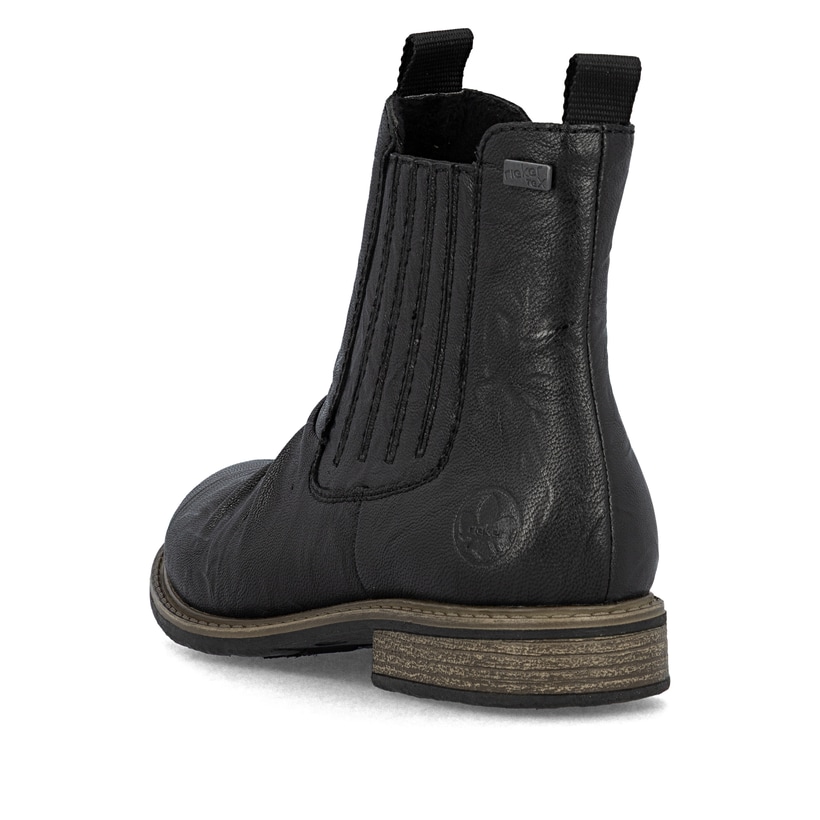 Chelsea Boots Rieker noires pour femme 74855-00 en cuir lisse. Chaussure vue de dessus.