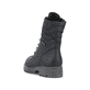 
Asphaltschwarze Rieker Damen Biker Boots 78520-00 mit Schnürung und Reißverschluss. Schuh von hinten