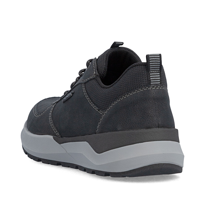 Chaussures à lacets Rieker noires hommes 06002-00 avec fermeture éclair. Chaussure vue de l'arrière.
