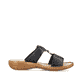 Schwarze Rieker Damen Pantoletten 60885-00 in Löcheroptik mit Klettverschluss. Schuh Innenseite.