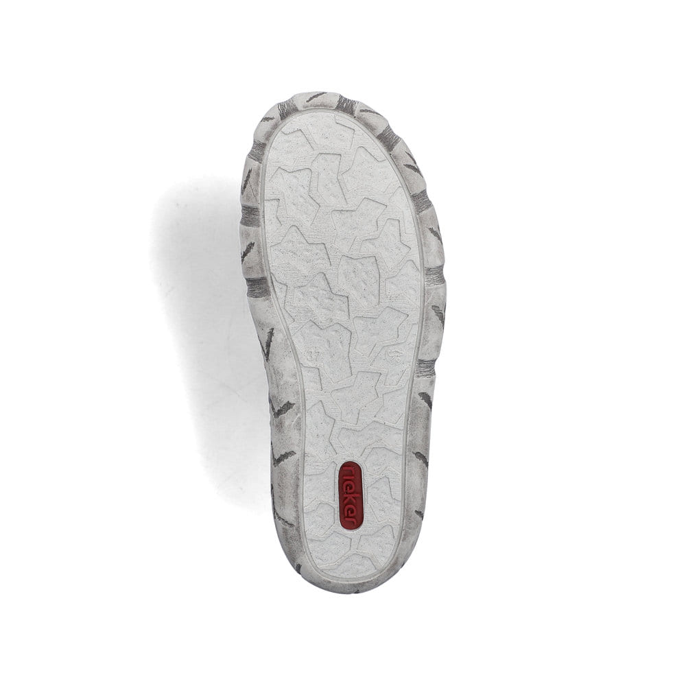 Dunkelblaue Rieker Damen Clogs L0396-14 aus Glattleder mit raffinierten Cut-Outs. Schuh Laufsohle.