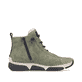 Khaki-schwarze Rieker Damen Schnürstiefel 45912-54 mit markanter Anflechter-Naht. Schuh Innenseite.