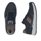 Dunkelblaue Rieker Herren Schnürschuhe 11505-14 mit einem Reißverschluss. Schuh von oben, liegend.