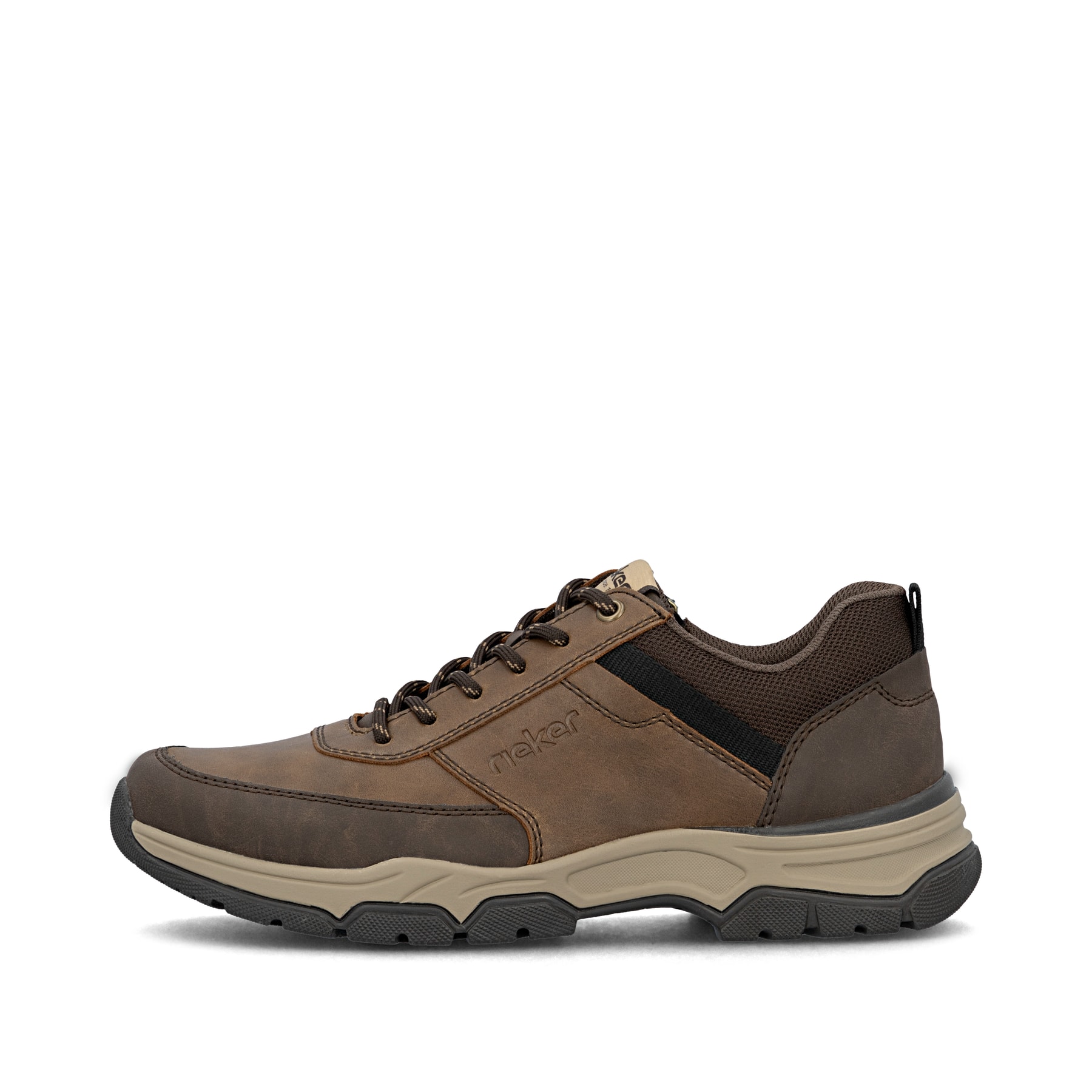 Braune Rieker Herren Sneaker Low 31205-22 mit einer Schnürung sowie Extraweite H. Schuh Außenseite.