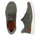 Grüne Rieker Herren Slipper B6658-52 mit Ready2GO Slip-in Feature sowie Gummizug. Schuh von oben, liegend.