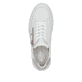 Weiße Rieker Damen Sneaker Low N1313-80 mit Reißverschluss sowie Extraweite H. Schuh von oben.