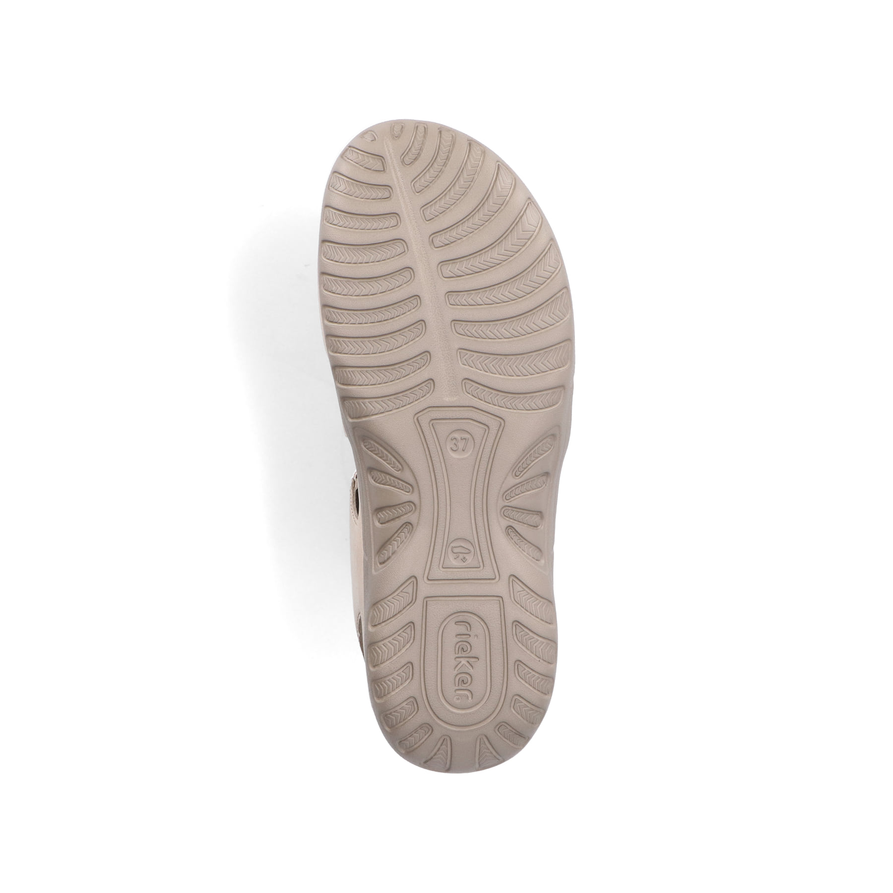 Beige Rieker Damen Trekkingsandalen 64870-62 mit einem Klettverschluss. Schuh Laufsohle.