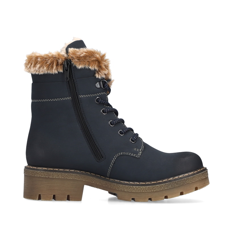 Blaue Rieker Damen Schnürstiefel Y8140-14 mit wasserabweisender TEX-Membran. Schuh Innenseite.