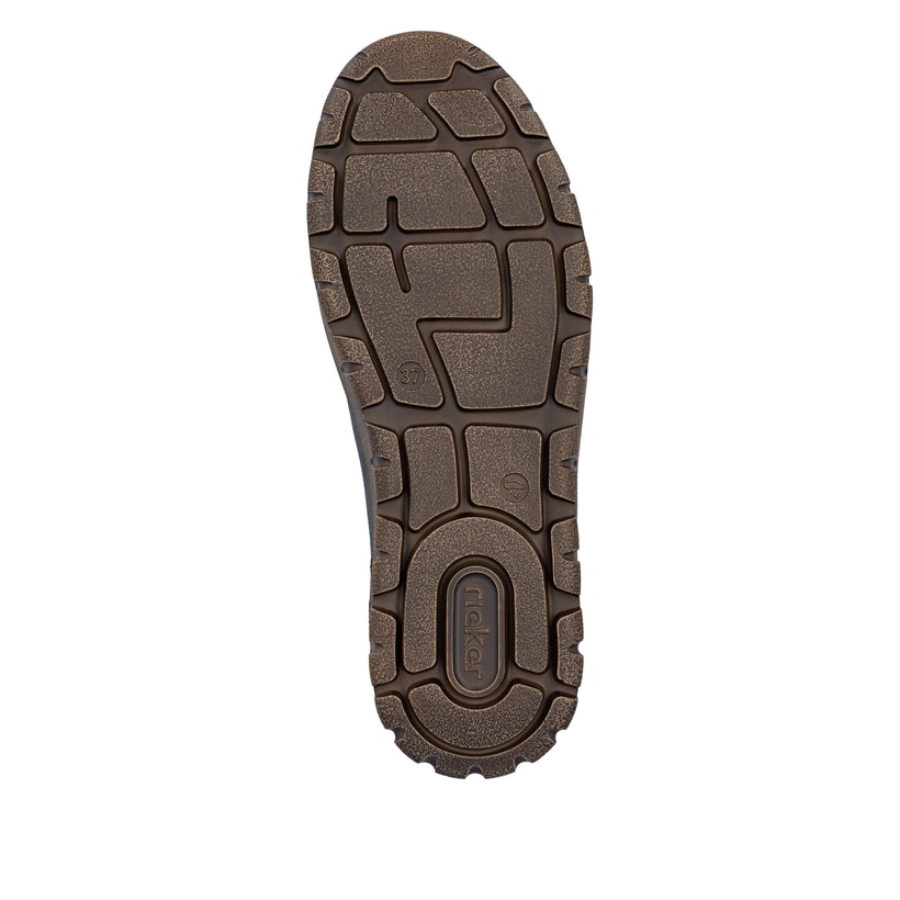 Dunkelgraue Rieker Damen Schnürstiefel N1305-45 aus Glattleder. Schuh Laufsohle.