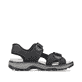 Schwarze Rieker Herren Trekkingsandalen 21760-00 mit einem Klettverschluss. Schuh Innenseite.