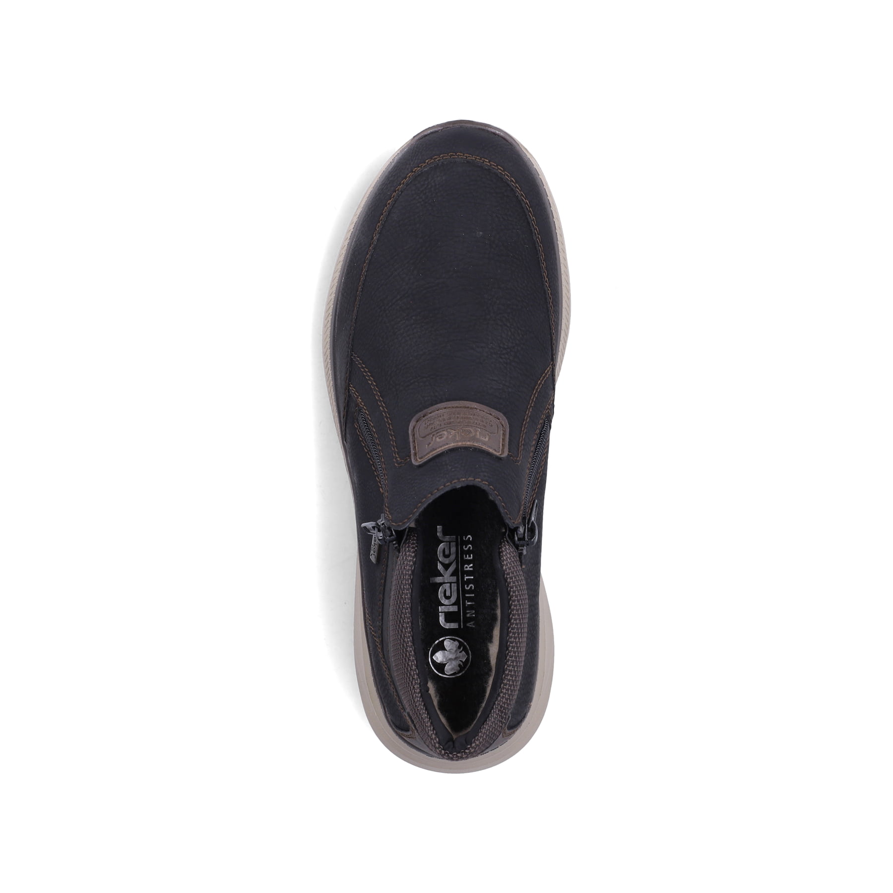 Schwarze Rieker Herren Kurzstiefel B1852-00 mit wasserabweisender TEX-Membran. Schuh von oben.