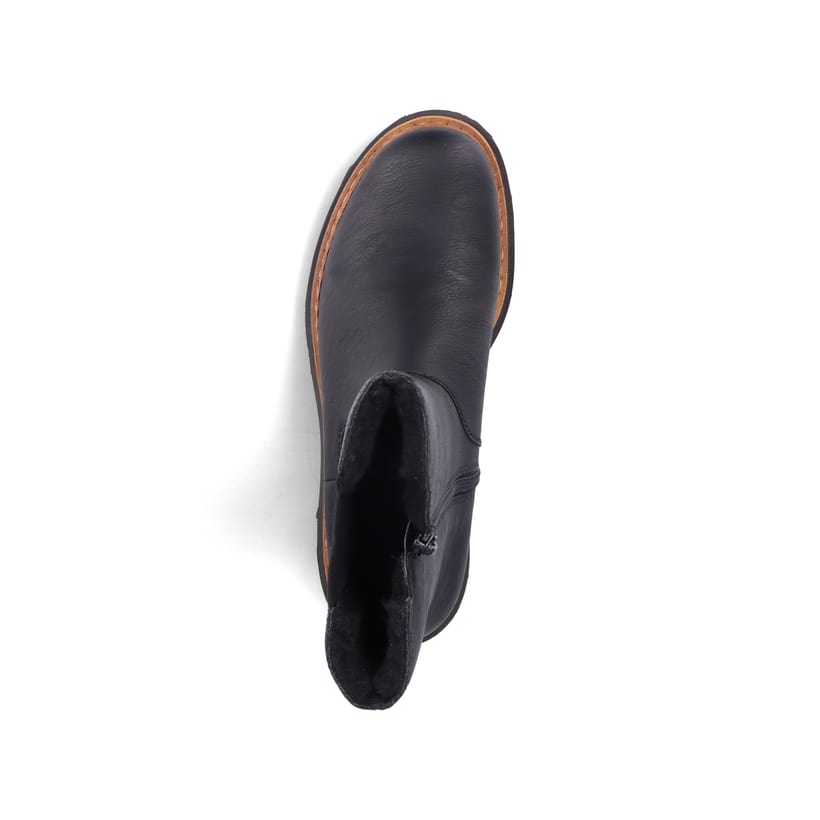Nachtschwarze Rieker Damen Chelsea Boots 72683-00 mit einer schockabsorbierenden Sohle. Schuh Laufsohle