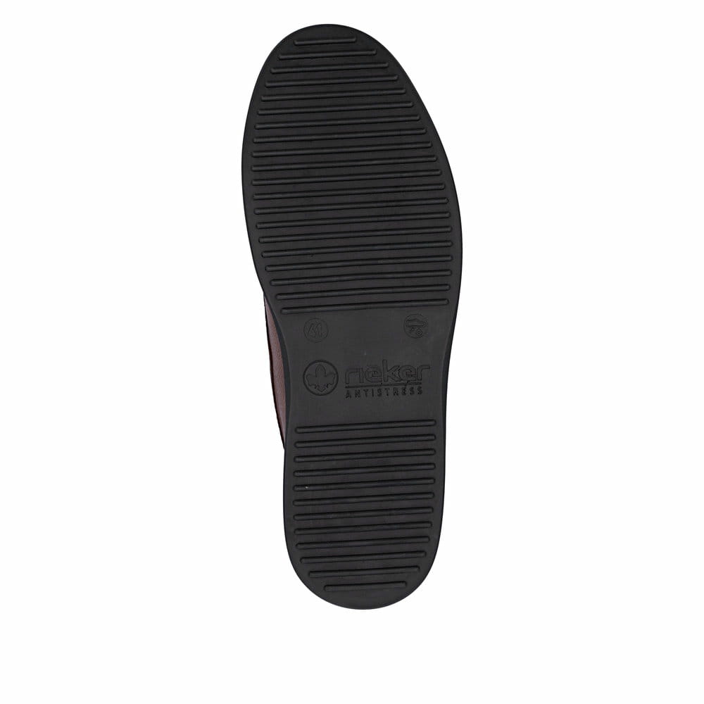 Braune Rieker Herren Slipper B2352-24 aus Glattleder mit modernen Ziernähten. Schuh Laufsohle.
