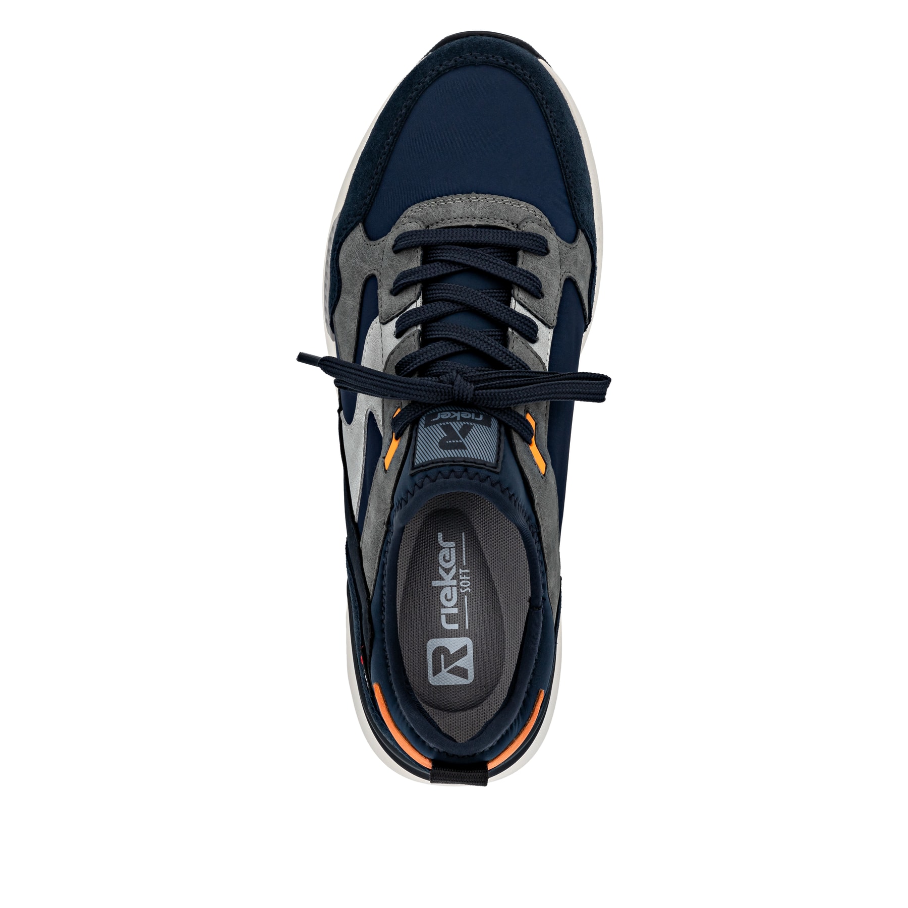 Blaue Rieker Herren Sneaker Low U1403-15 mit wasserabweisender RiekerTEX-Membran. Schuh von oben.
