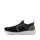 Blaue Rieker Herren Slipper B7796-14 mit einem Gummizug sowie Komfortweite G 1/2. Schuh Außenseite.