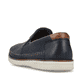 Blaue Rieker Herren Slipper B2356-14 mit einem Gummizug sowie Komfortweite G 1/2. Schuh von hinten.