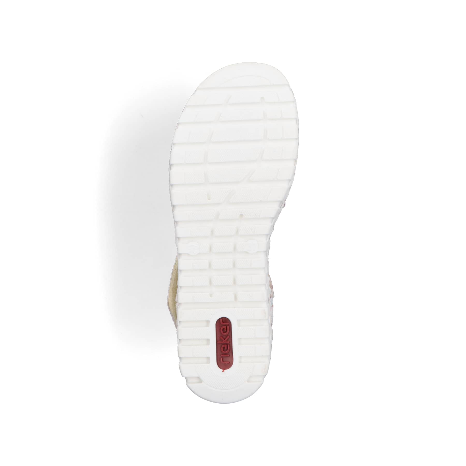 Mehrfarbige Rieker Keilsandaletten V1364-90 mit einem Klettverschluss. Schuh Laufsohle.