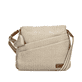 Sac à bandoulière Rieker H1004-62 beige avec fermeture éclair et pendentif en forme de cœur amovible. Devant.