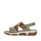 Khakifarbene Rieker Damen Riemchensandalen 66280-52 mit einem Klettverschluss. Schuh Außenseite.