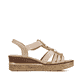 Rosane Rieker Keilsandaletten 63778-31 mit Schmuckelementen sowie einem Gummizug. Schuh Innenseite.