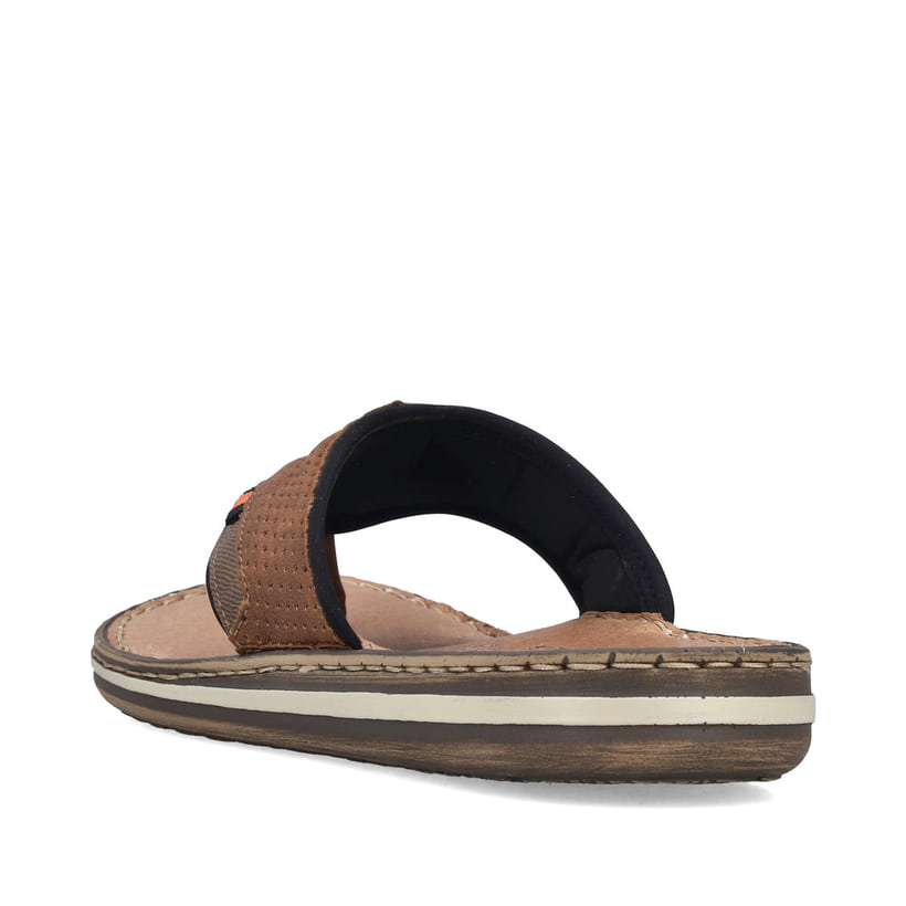Braune Rieker Herren Zehentrenner 21084-23 mit der Komfortweite G. Schuh von hinten.