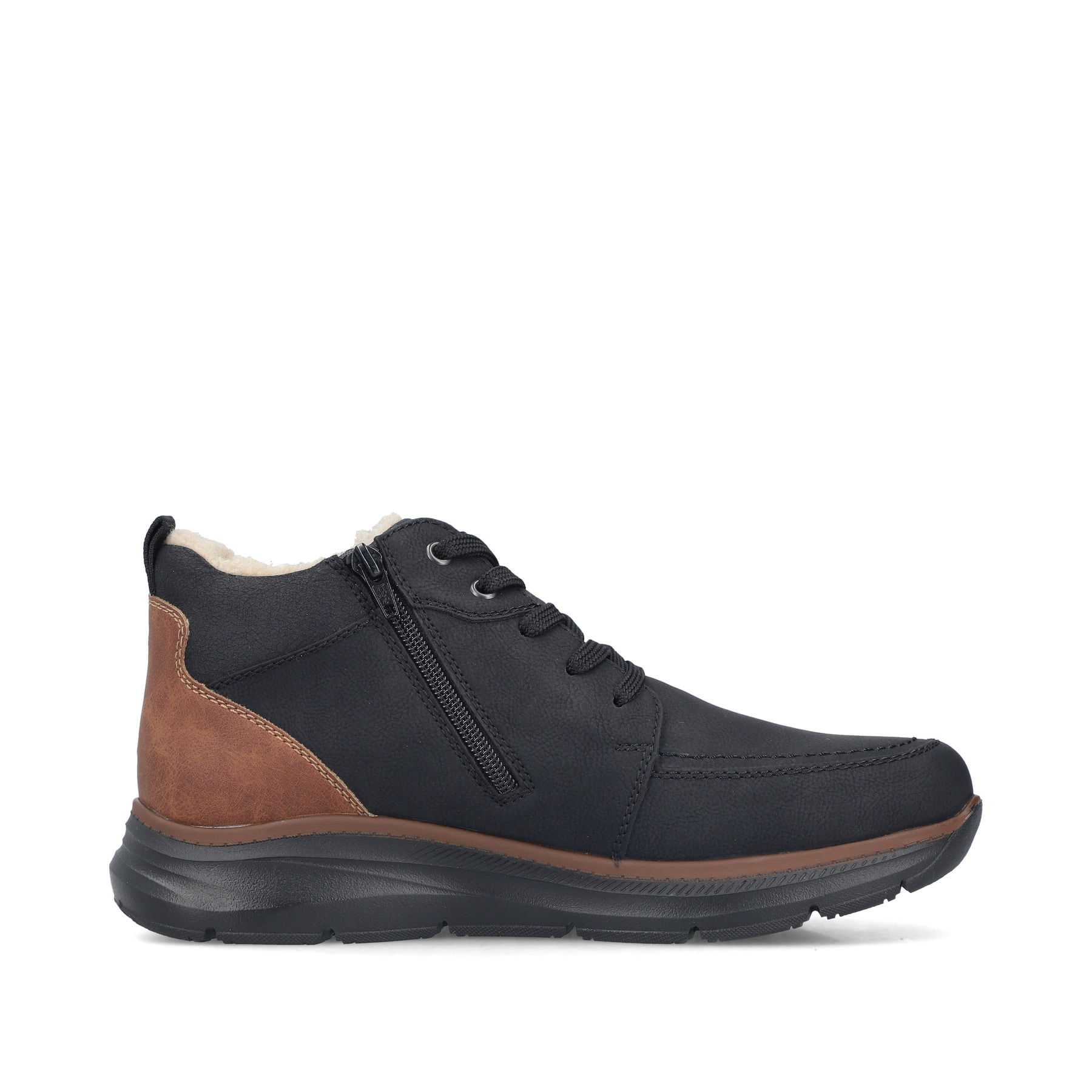Schwarze Rieker Herren Schnürstiefel B1824-00 mit wasserabweisender TEX-Membran. Schuh Innenseite.